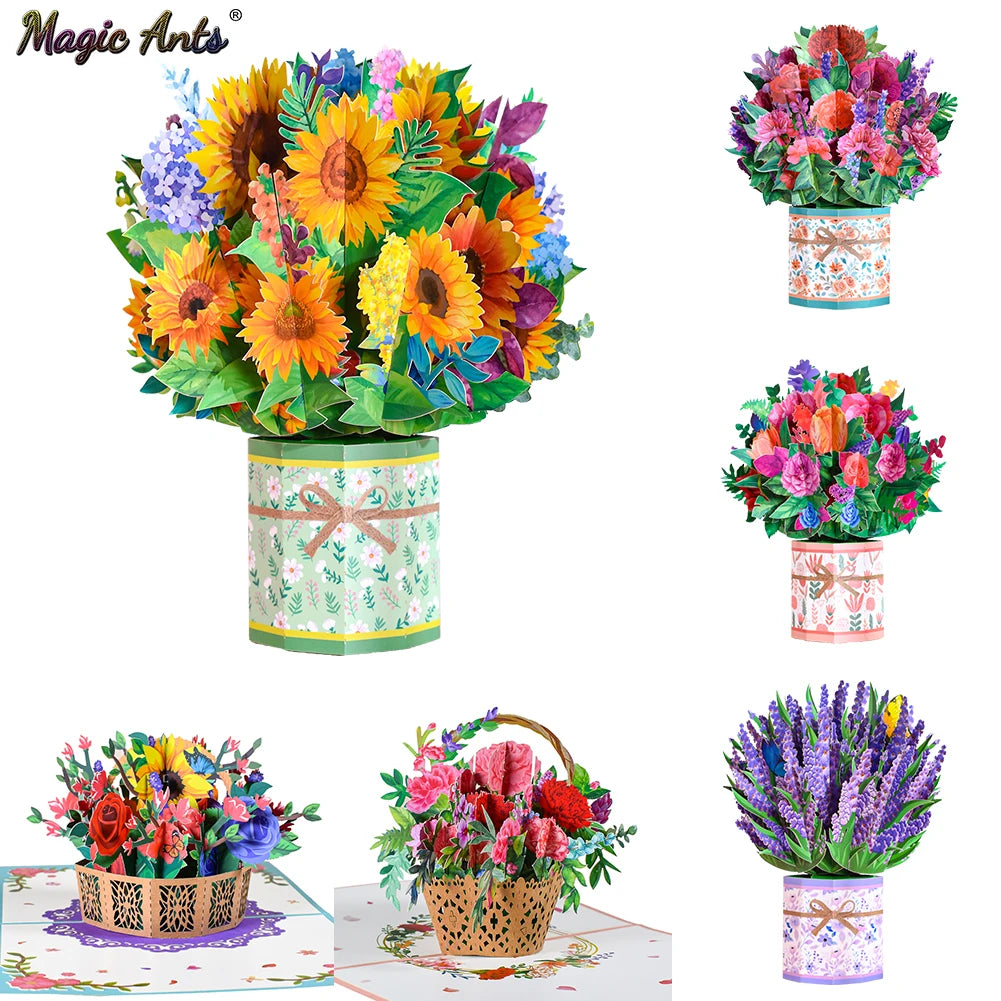 Magic Ants Pop Up Flower Card Flora 3D Greeting Card