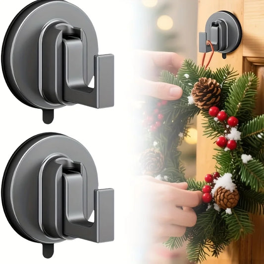 2pcs Suction Cup Hooks for Front Door Wreaths, Suction Cup Hooks for Shower, No Drill SuctionCup Hook, Towels Holder Hook