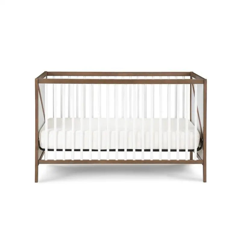 3-in-1 Crib Walnut White - Convertible Baby Bed with Storage and Mattress Options