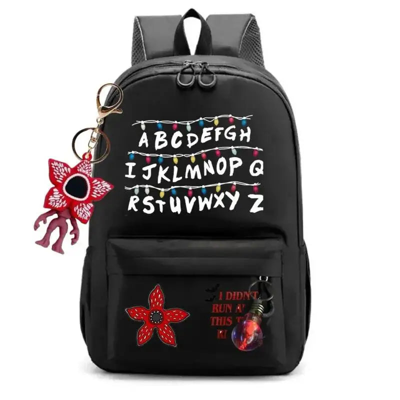 New 24 Alphabet Printed Backpack Cute TV Carnivorous Plant With Pendant Schoolbag Big Space For Boy And Girl Back To School Gift