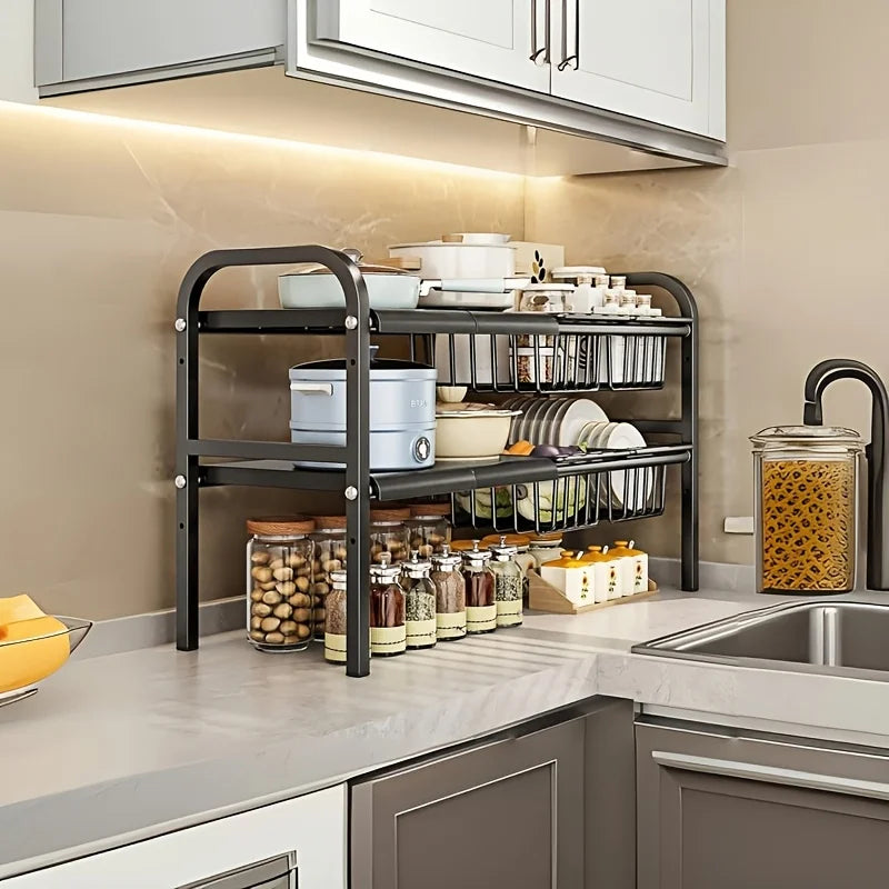 Homefish Dual Tier Under Sink Organizer Shelves Kitchen