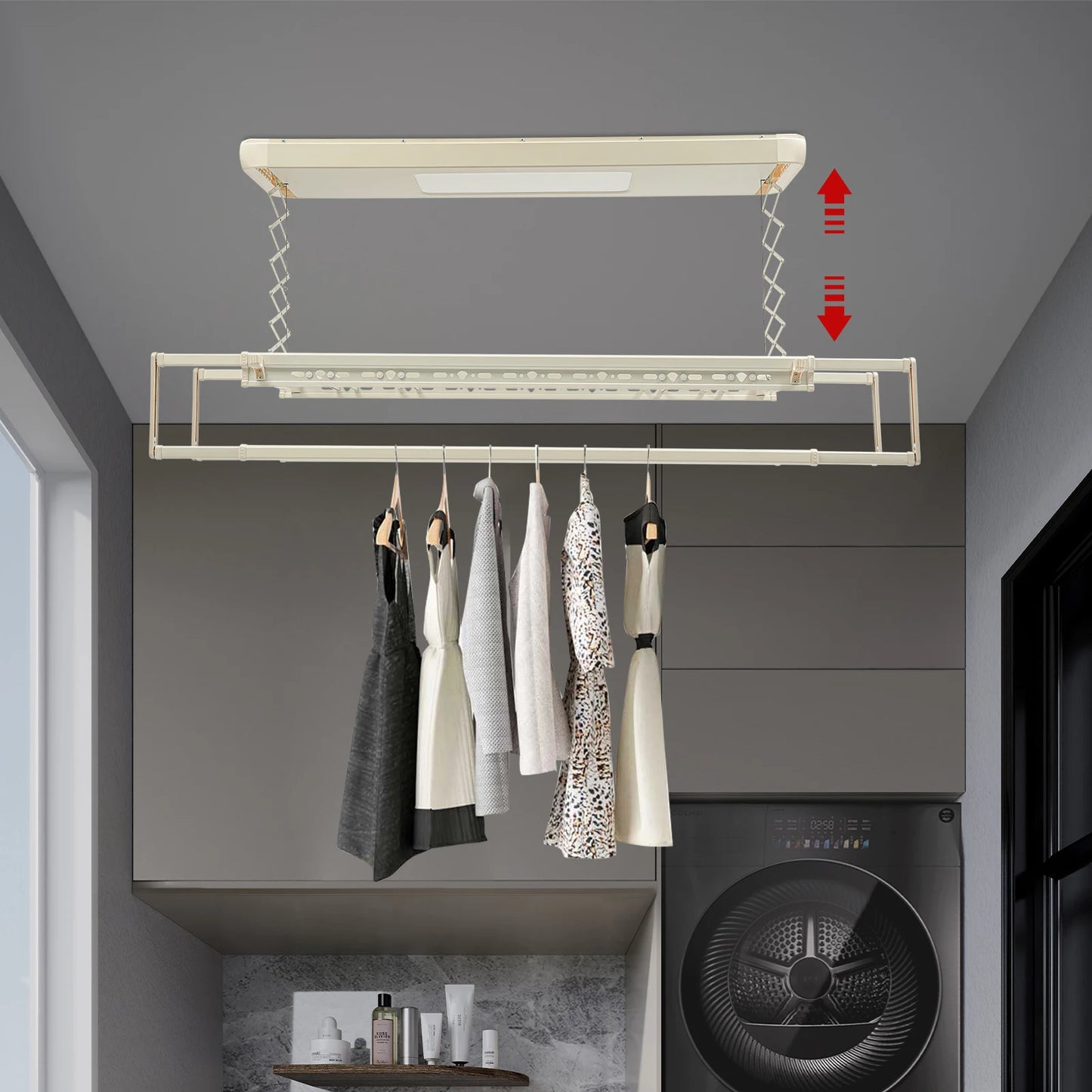 Bymaocar Retractable Electric Clothes Drying Rack With LED Light