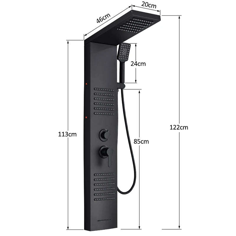 Quyanre LED Shower Panel Tower System Rainfall Massage