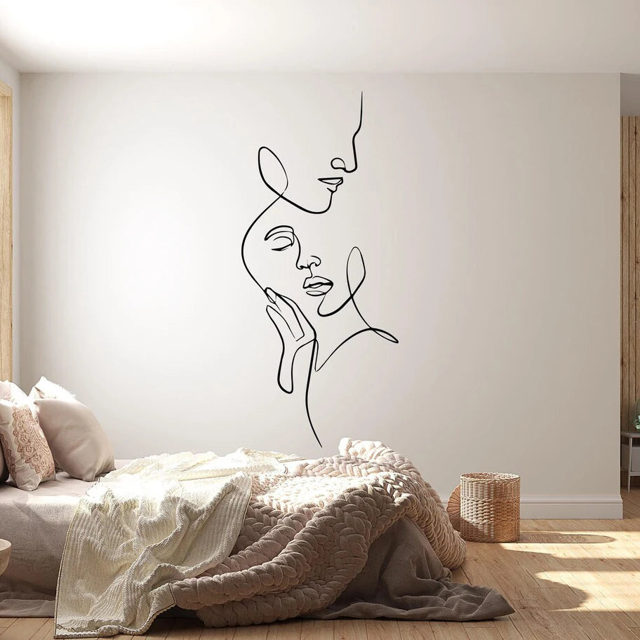 Line Art Couple Wall Decal Family Decals Couple Wall Sticker Home Bedroom Decoration Mural Removable Vinyl Art Decor Decals S361