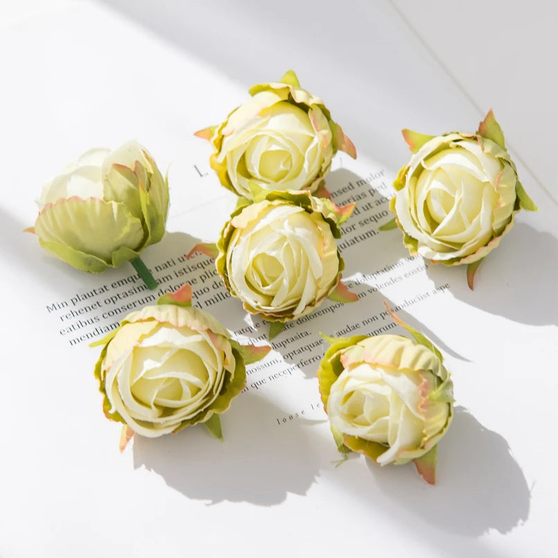 Cheap Silk Tea Buds Roses Head Wedding Decorative Wreaths Christmas Decorations for Home Diy Gift Fake Plants Artificial Flowers