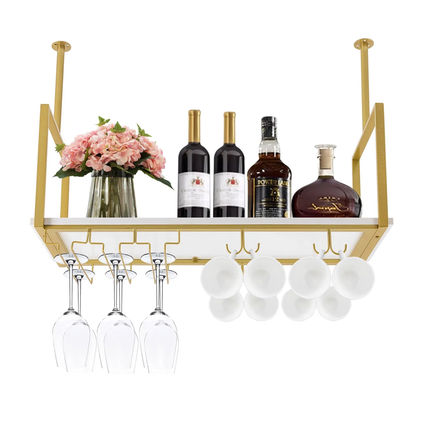 Ceiling Wine Glass Rack Hanging Stemware Holder For Bar Kitchen