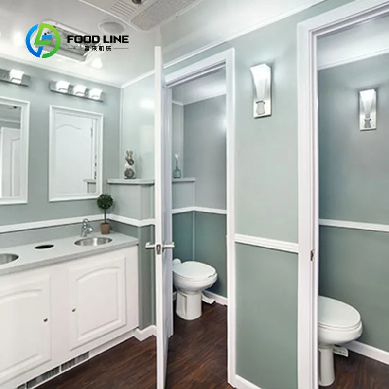 Customized Luxury 2-Station Outdoor Restroom Trailer Stainless Steel USA Standard for Events and Public Use