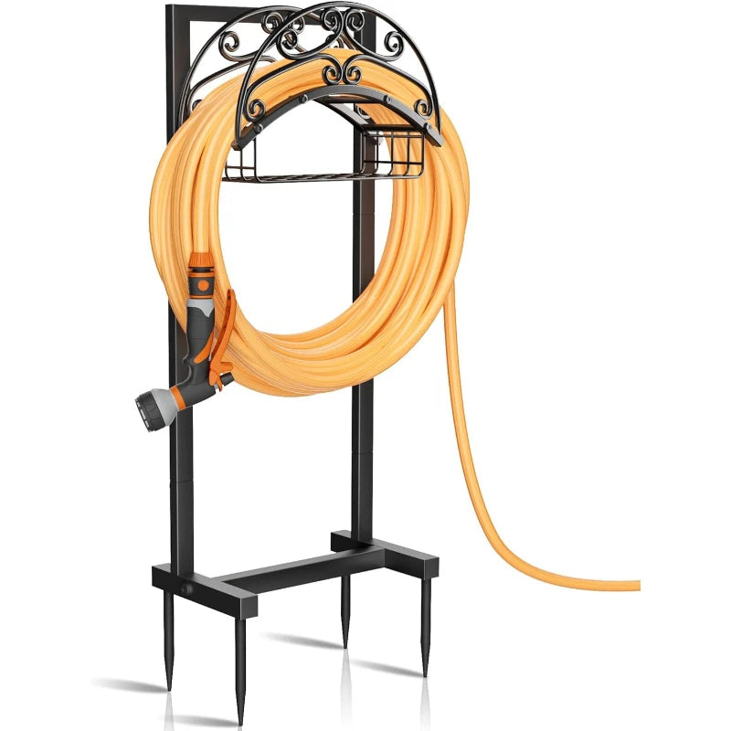 Garden Hose Holder-Upgraded Water Hose Holder Holds 150-feet Hose Heavy Duty Metal Hose Stand Sturdy Freestanding Hose Hanger