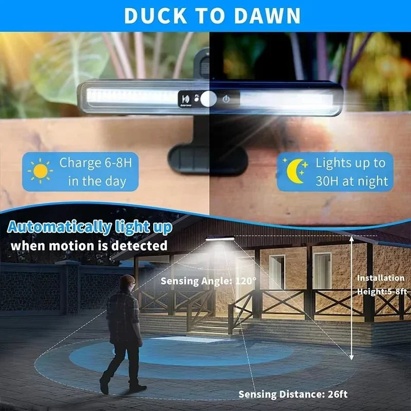 Clip On Solar Lights Outdoor IP65 Waterproof Garden Fence Street Lights Motion Sensor Portable Solar Powered Security Wall Light