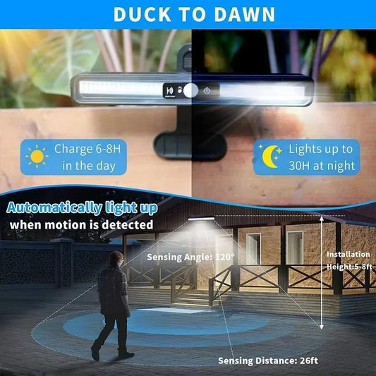 Clip On Solar Lights Outdoor IP65 Waterproof Garden Fence Street Lights Motion Sensor Portable Solar Powered Security Wall Light