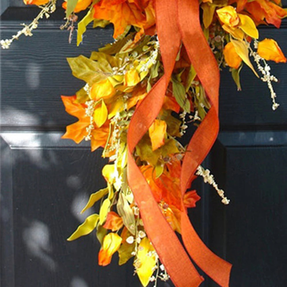 Shunmaii Thanksgiving Farmhouse Wreath Autumn Maple Leaf Decor Indoor