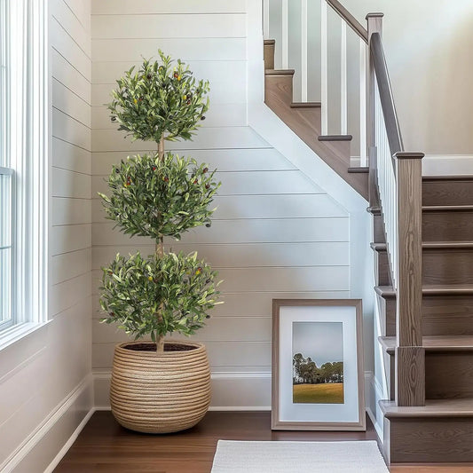 StudysetCN Faux Olive Topiary Tree in Pot for Indoor Display