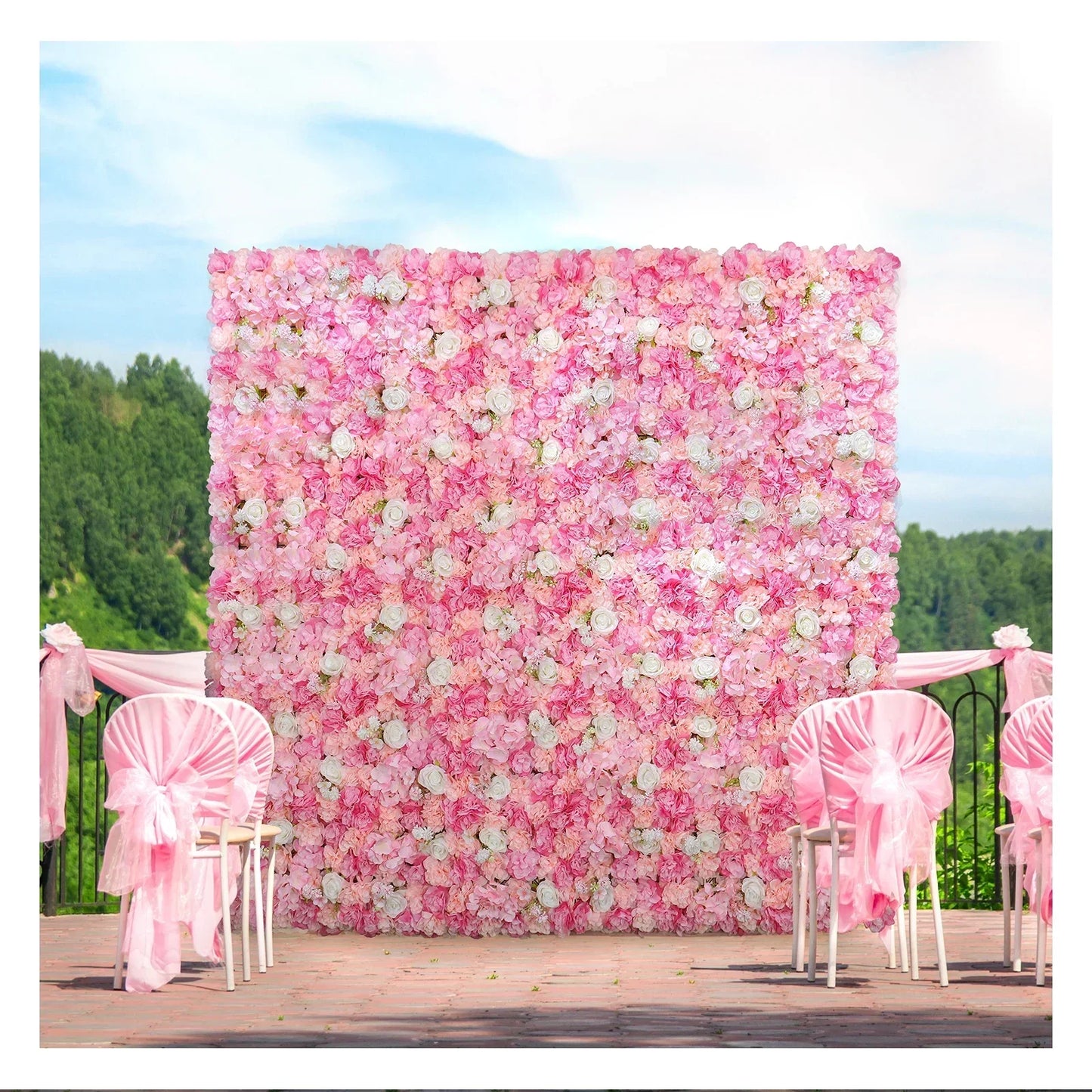 RUEESEECN 12 Pack Faux Roses Wall Panel 3D Backdrop