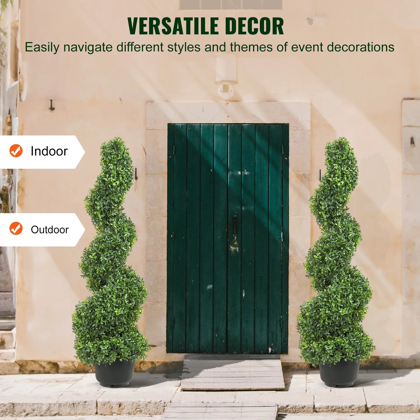 SucceBuy Boxwood Topiary Spiral Tower 24 36 48in Green