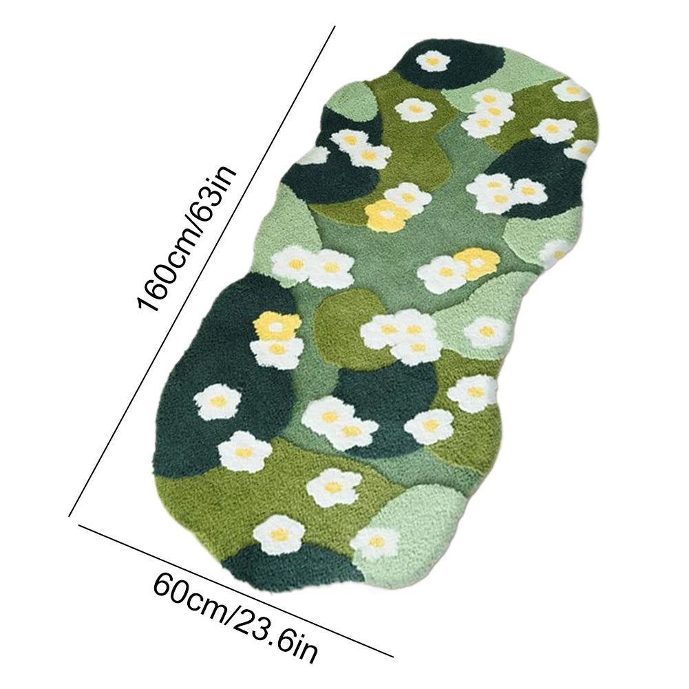 NONECN Fluffy Moss Rug Nordic Forest Floor Mat Bedroom