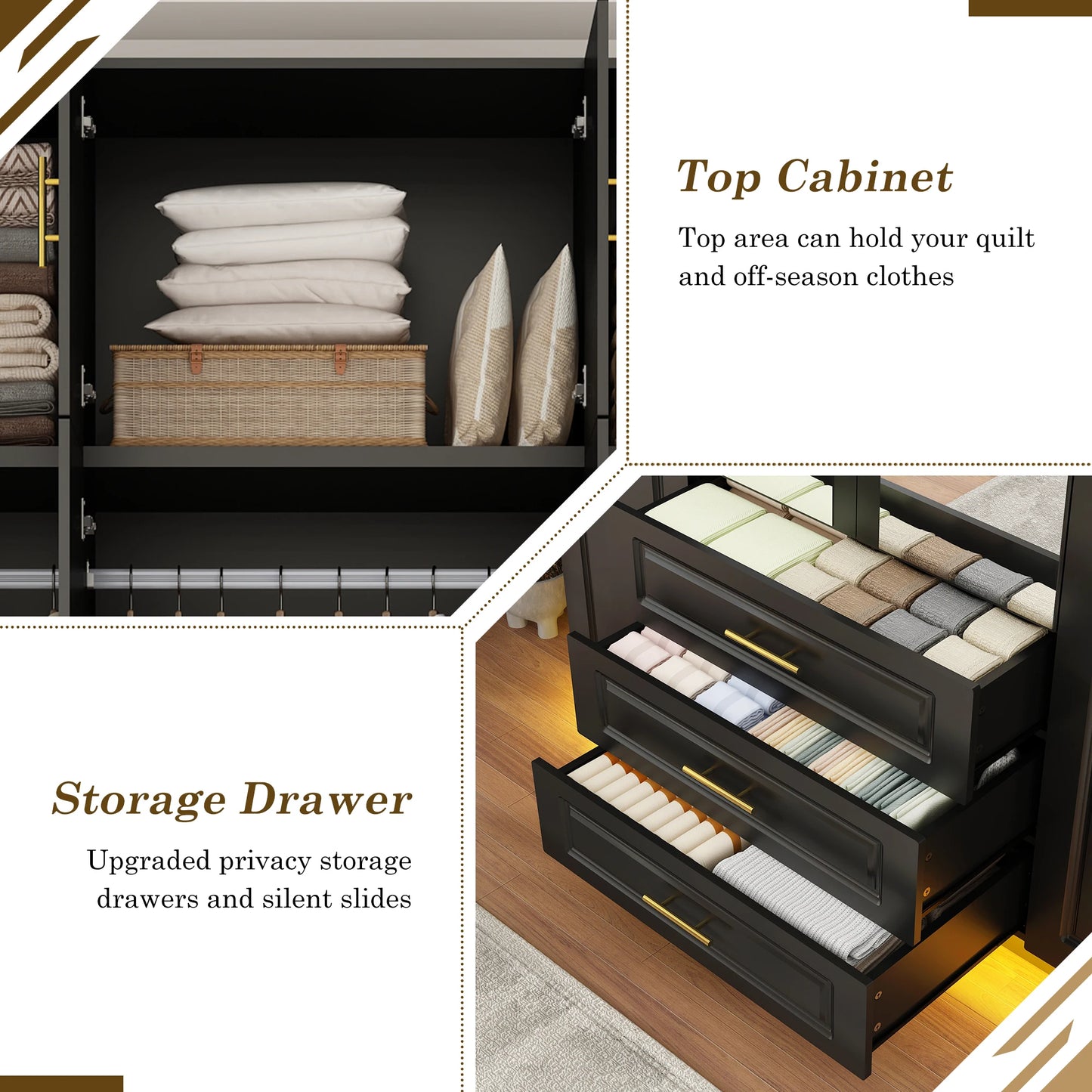 QiaoShiRenFinishes 4 Door LED Armoire Wardrobe With Mirror
