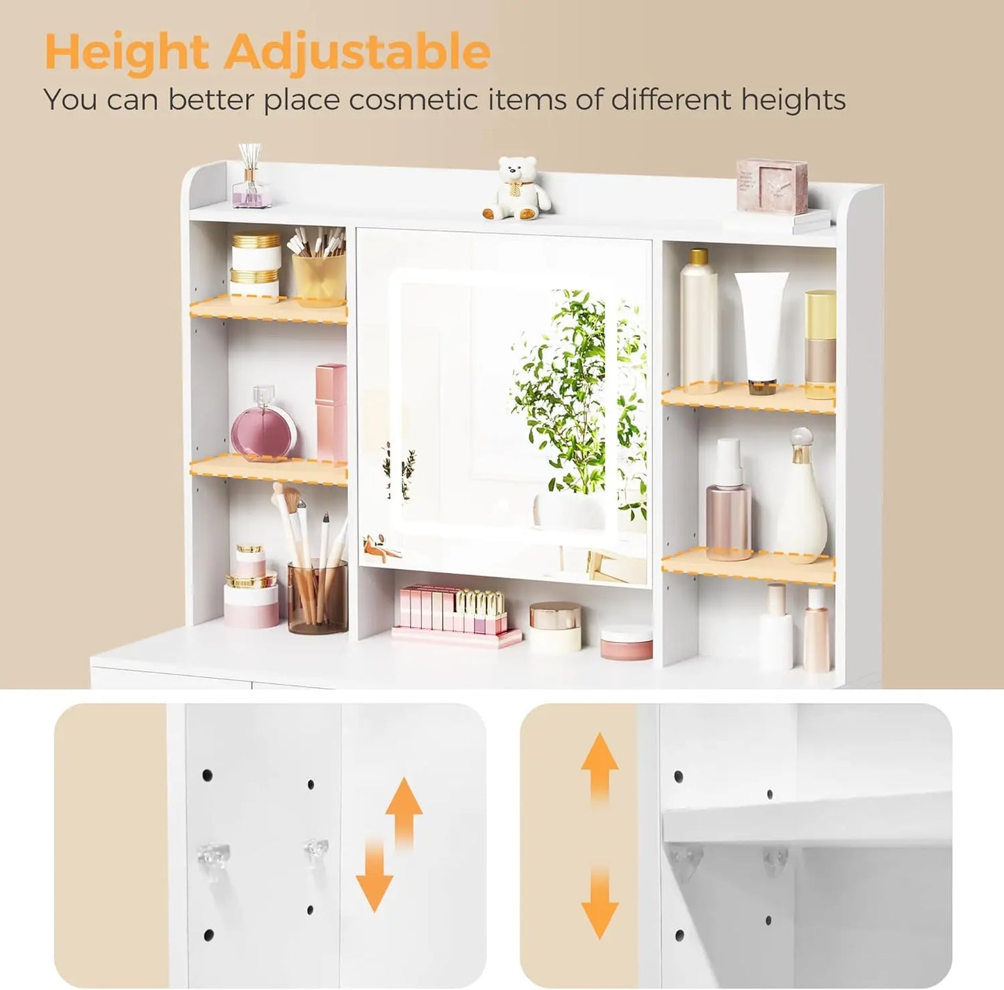 Vanity Desk With Mirror And Lights Makeup Vanity Table Storage