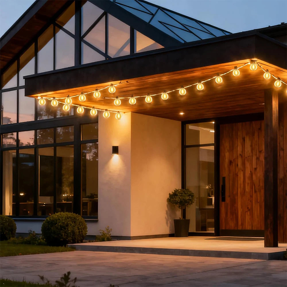 Outdoor Solar G40 Spherical LED String Lights IP65 Waterproof