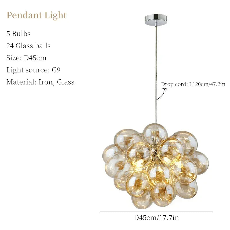 Modern Simplicity Grape Balloon-shaped LED Pendant Light Art Creative Indoor Lamps for Living Room Home Decoration Chandelier