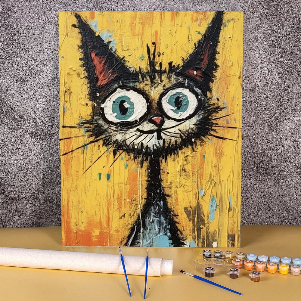 Cartoon Cat Oil Pictures By Numbers Abstract Paintings On Canvas Animal Acrylic Paint By Number For Home Wall Art Decor