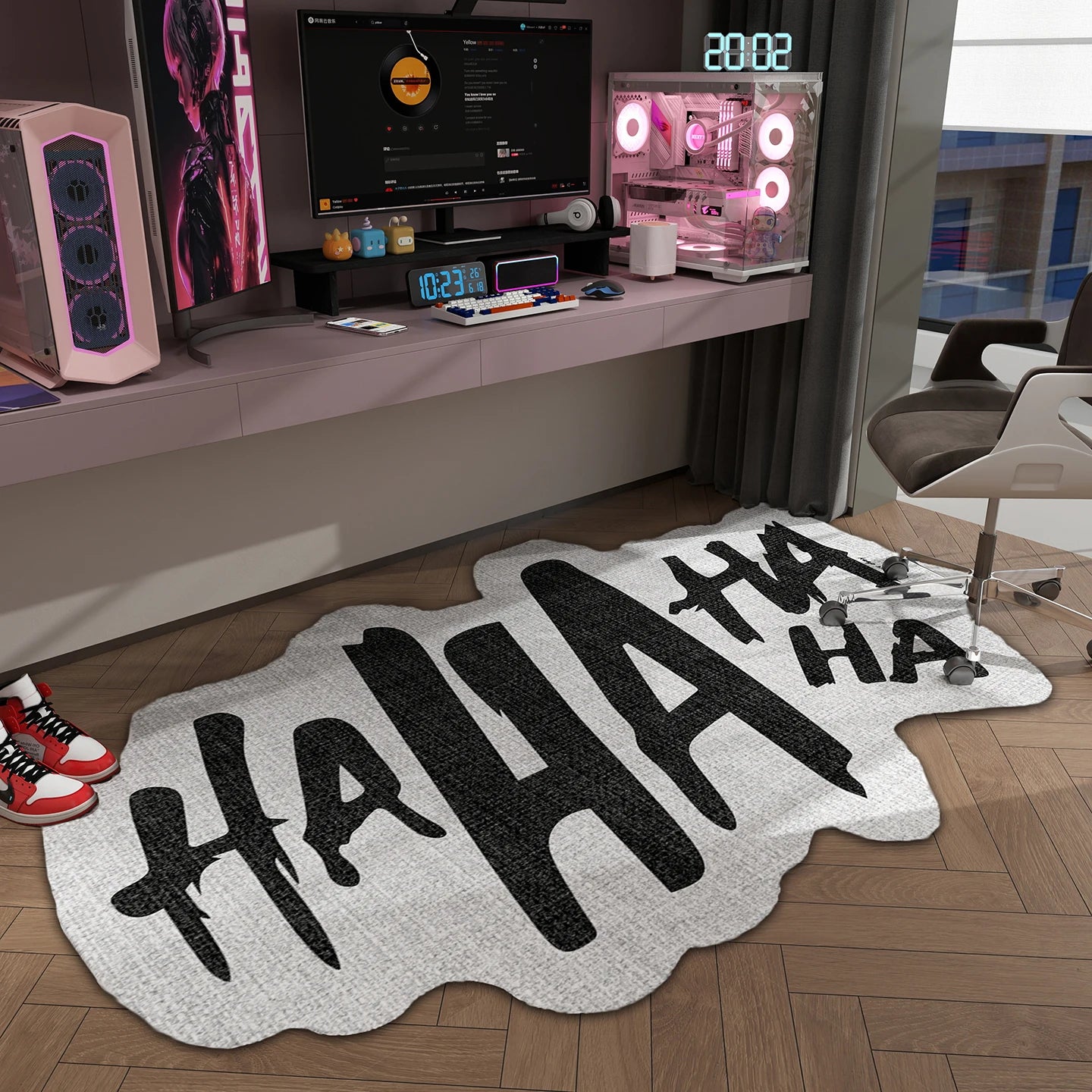 Creative Haha Rugs for Bedroom Irregular Shapes Living Room Decoration Carpet Washable E-sports Floor Mat Anti-slip Lounge Rug