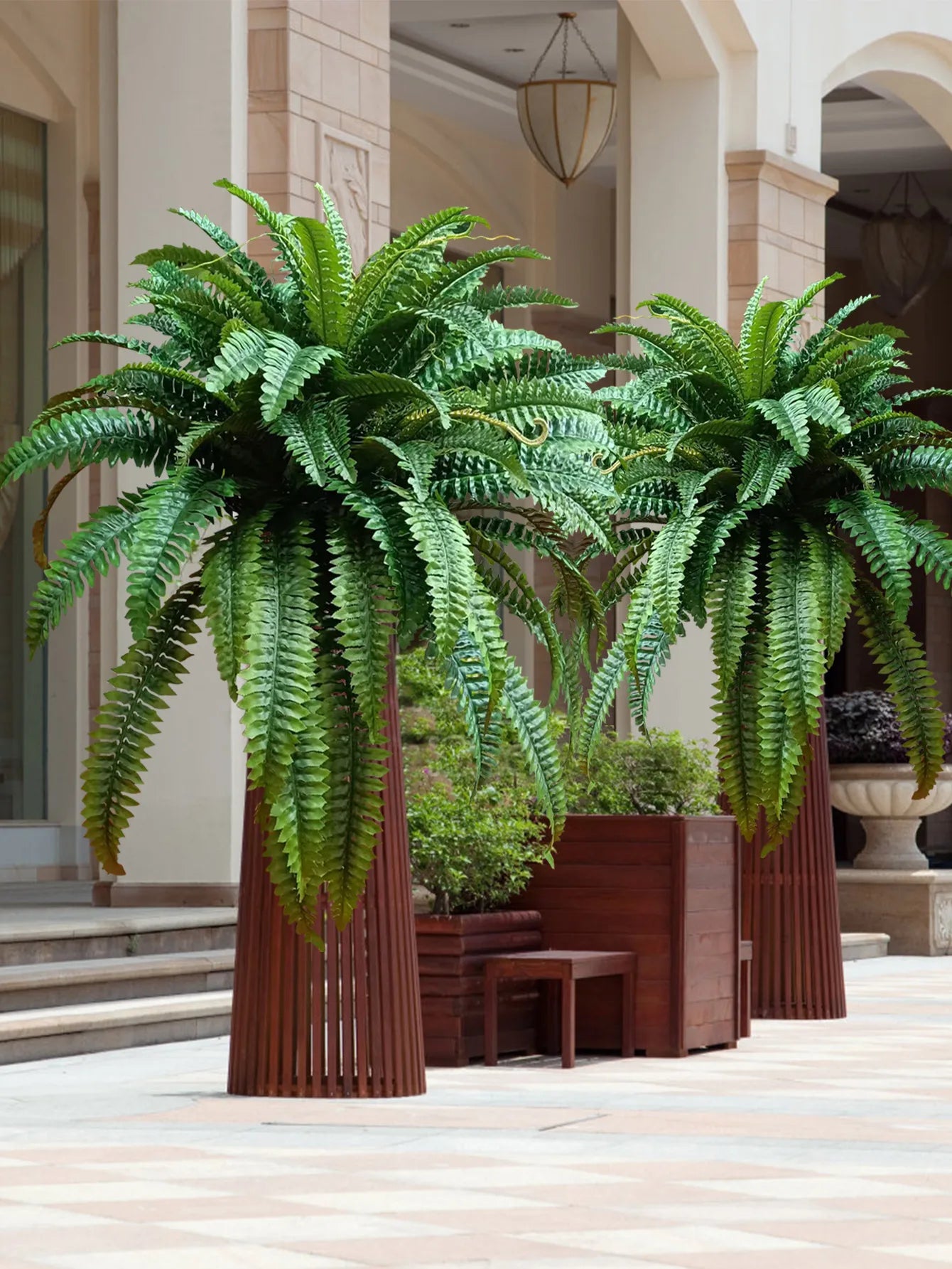 28/58/88 Leaves Artificial Boston Fern Large Hanging Plants Fake Palm Leafs Faux Persian Vines Silk Wall Plants For Home Decor