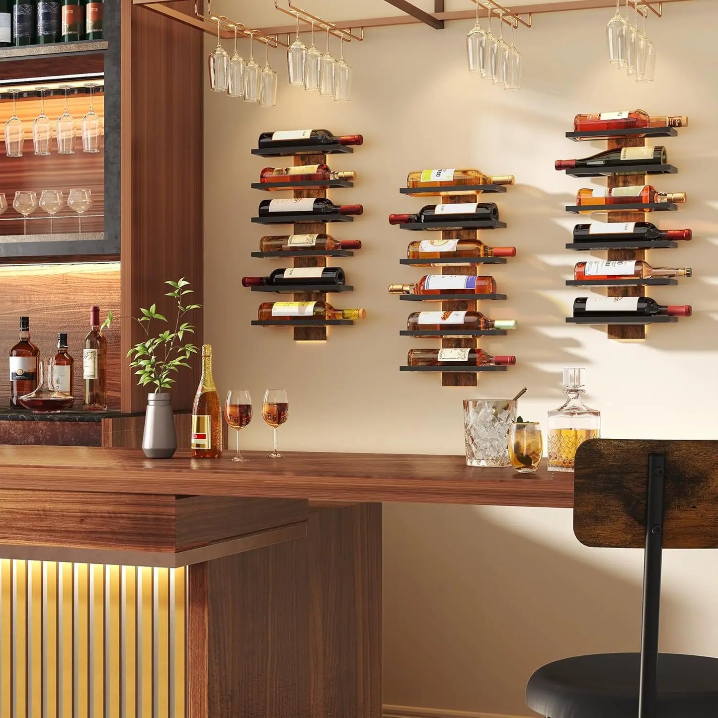 6 Tier Wall Mount Wine Rack for Living Room Bar Storage