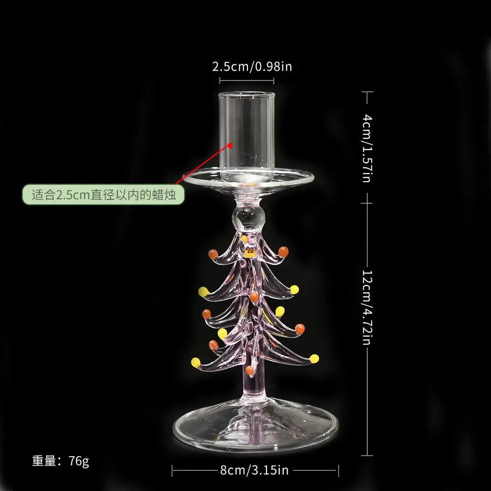 Nordic Christmas Trees Candle Stick Holder Tabletop Glass Borosilicate Candle Holders for Party Birthday Home Decor