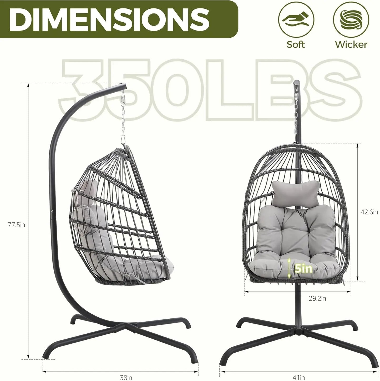 Outdoor Self Standing Egg Chair With Stand Wicker Rattan Hammock