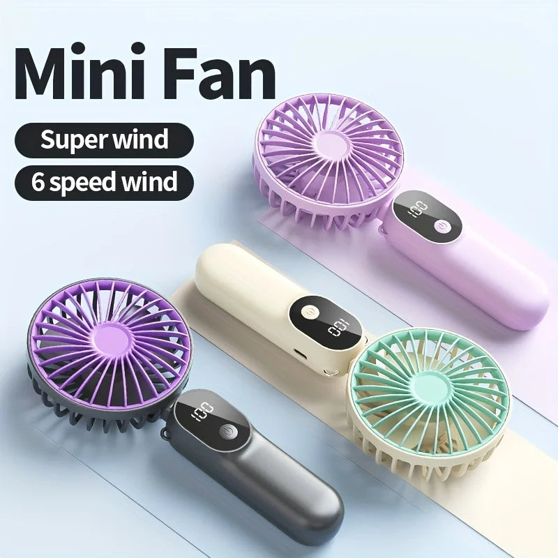 JPNPL Mini Portable USB Fan 6 Speeds 3 In 1 Digital Display