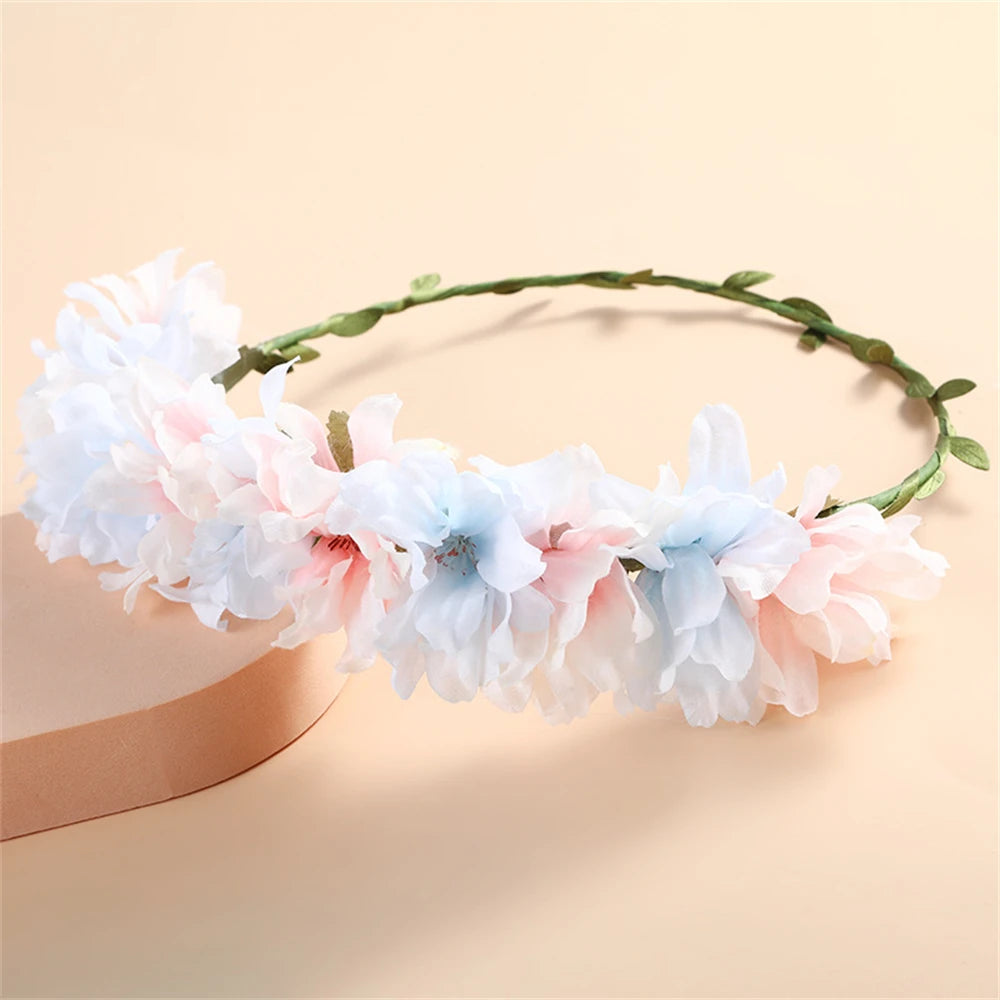 Women's Wedding Flower Wreath Crown Festival Headband Female Hair Accessories Headdress for Girls Garland Wedding Sweet Headwear