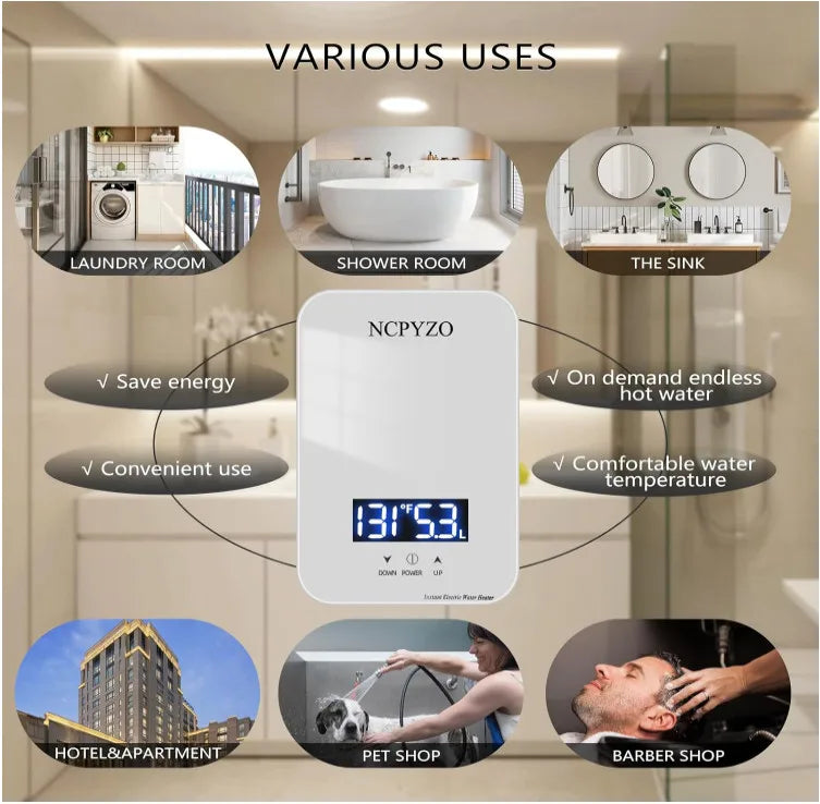 Tankless Water Heater Electric Whole House ECO Instant Hot On Demand 220/240v