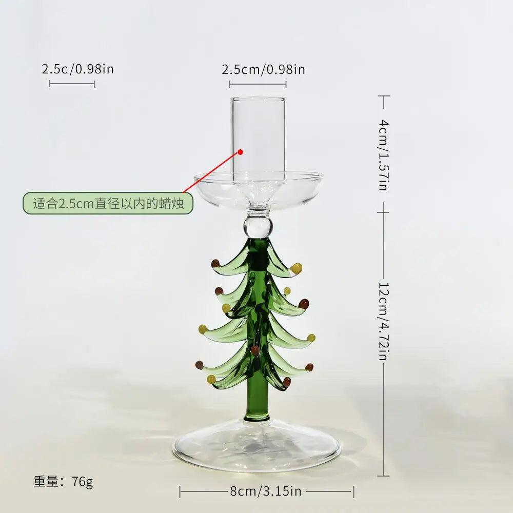 Nordic Christmas Trees Candle Stick Holder Tabletop Glass Borosilicate Candle Holders for Party Birthday Home Decor