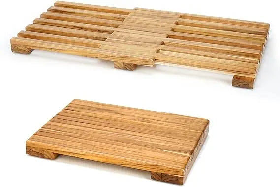 Color Teak Shower Mat DurableWeatherproof AdjustableLength NonSlip BathroomMat SpaSafe Outdoor