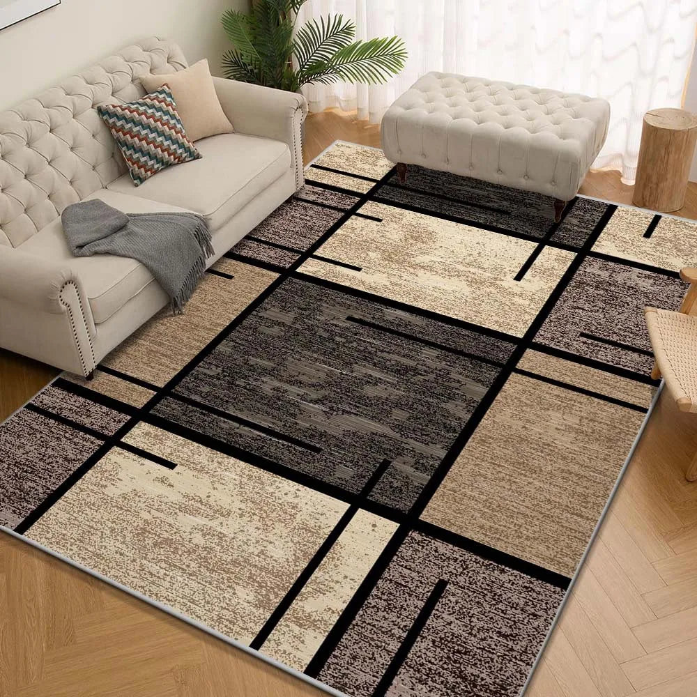 Geometric Pattern Luxurious Velvet Area Rug For Bedroom Carpet For Live Room Welcome Mat Doormat Large Area Rugs