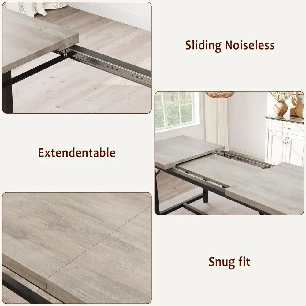 XMSJ Ideal House Expandable Dining Table Set With Benches