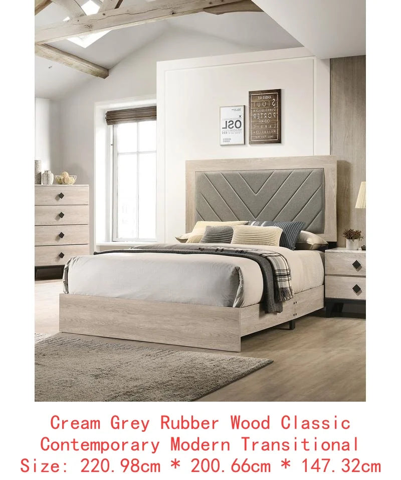 Contemporary Bed Frame With V Design Headboard In Rubberwood Construction
